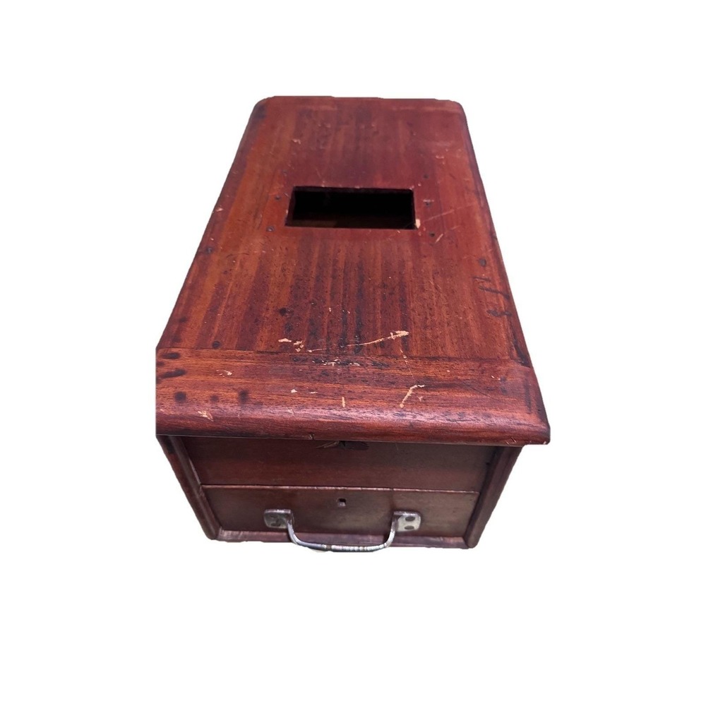 Antique  Wood Cash Register Drawer Box Bell Drawer Works - Cha Chings
